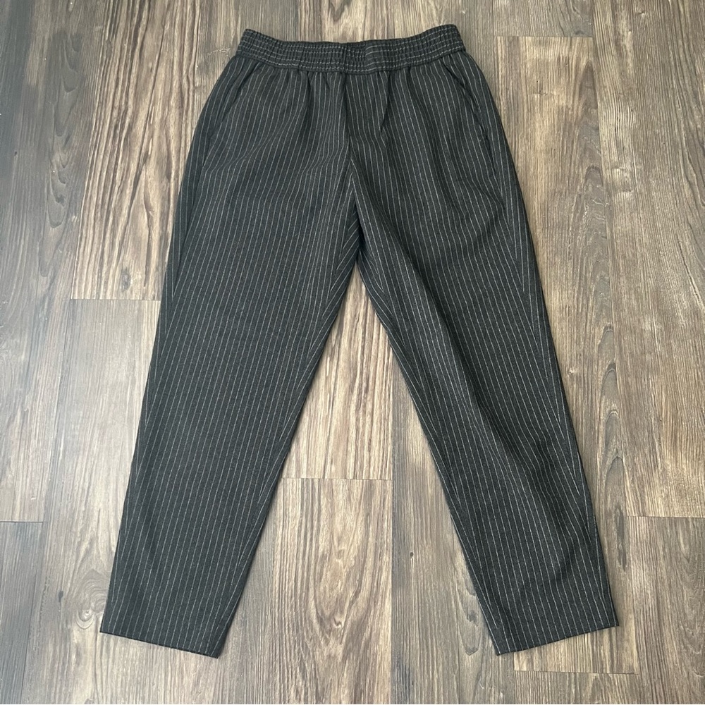Banana Republic Gray Pinstripe Elastic Waist Trouser Pants